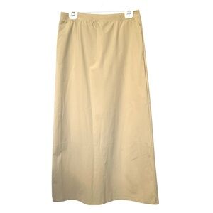 Uniqlo Maxi Skirt IRism Beige Stretch Long Size L Pockets Pull On Drawstring